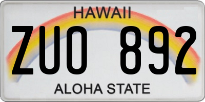 HI license plate ZUO892
