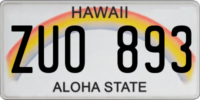 HI license plate ZUO893