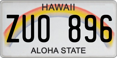 HI license plate ZUO896