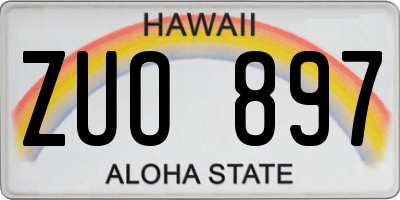 HI license plate ZUO897