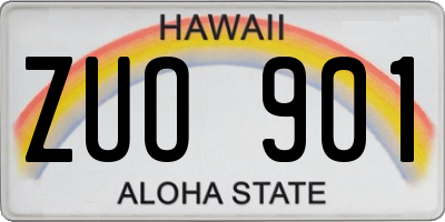 HI license plate ZUO901