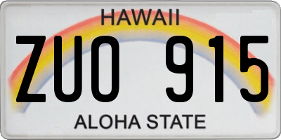 HI license plate ZUO915