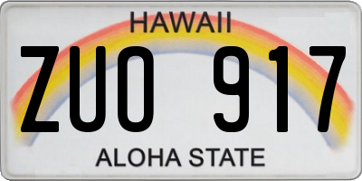 HI license plate ZUO917