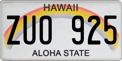 HI license plate ZUO925