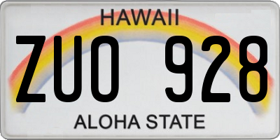 HI license plate ZUO928