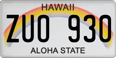 HI license plate ZUO930