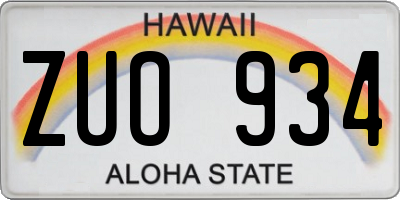 HI license plate ZUO934