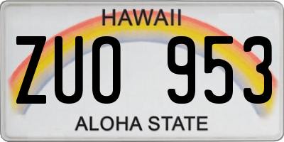 HI license plate ZUO953