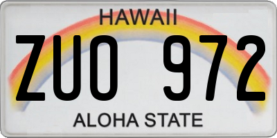 HI license plate ZUO972