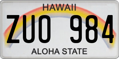 HI license plate ZUO984