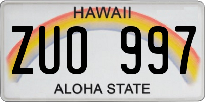 HI license plate ZUO997