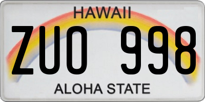 HI license plate ZUO998