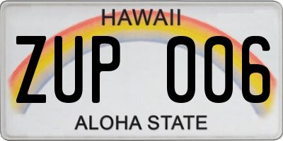 HI license plate ZUP006
