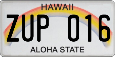 HI license plate ZUP016