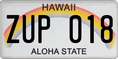HI license plate ZUP018