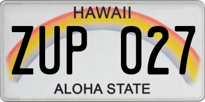 HI license plate ZUP027