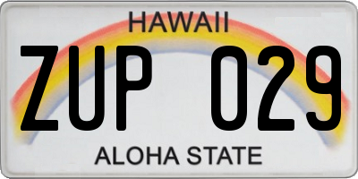 HI license plate ZUP029