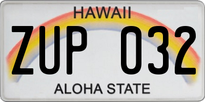 HI license plate ZUP032