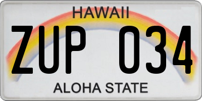 HI license plate ZUP034