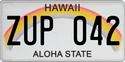 HI license plate ZUP042