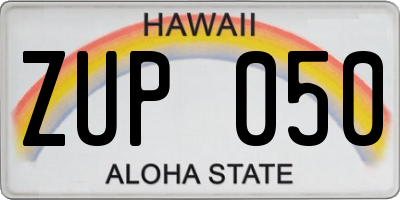 HI license plate ZUP050
