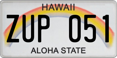 HI license plate ZUP051