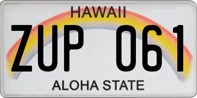 HI license plate ZUP061