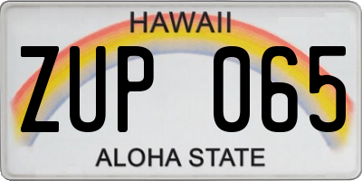 HI license plate ZUP065