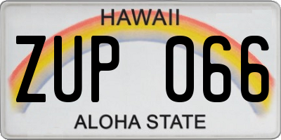 HI license plate ZUP066