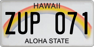 HI license plate ZUP071