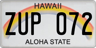 HI license plate ZUP072