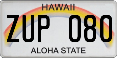 HI license plate ZUP080