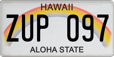 HI license plate ZUP097