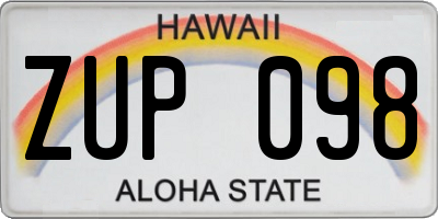 HI license plate ZUP098