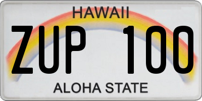 HI license plate ZUP100