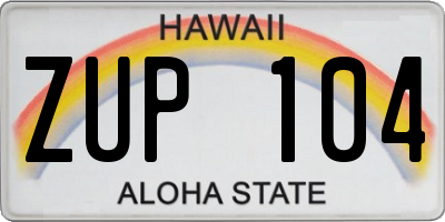 HI license plate ZUP104