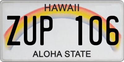 HI license plate ZUP106