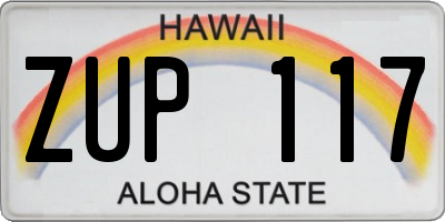 HI license plate ZUP117