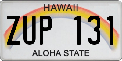 HI license plate ZUP131