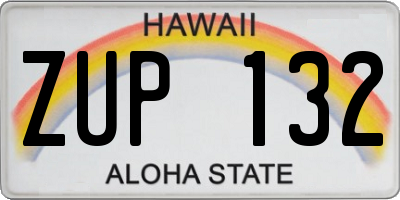 HI license plate ZUP132