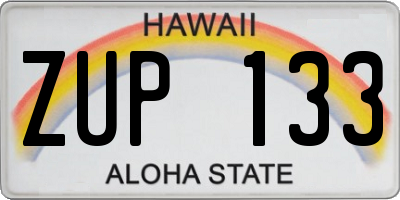 HI license plate ZUP133