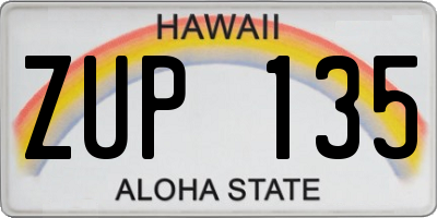 HI license plate ZUP135