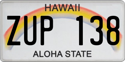HI license plate ZUP138