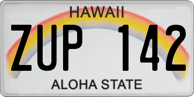 HI license plate ZUP142