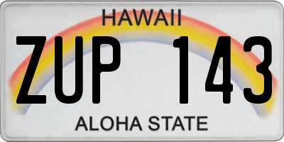 HI license plate ZUP143