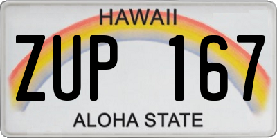 HI license plate ZUP167