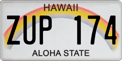 HI license plate ZUP174