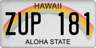 HI license plate ZUP181
