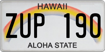HI license plate ZUP190