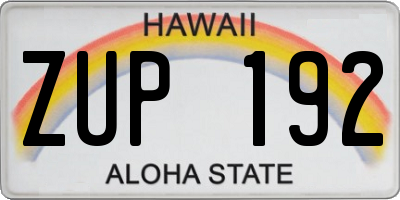 HI license plate ZUP192
